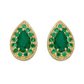 Emerald Teardrop Stud Earrings 9ct Yellow Gold 375 Hallmarked British Made