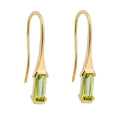 Elongated Baguette Peridot Drop Earrings Yellow Gold 375 Hallmarked British Made