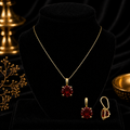Yellow Gold Garnet Solitaire Pendant Hallmarked British Made All Chain Lengths