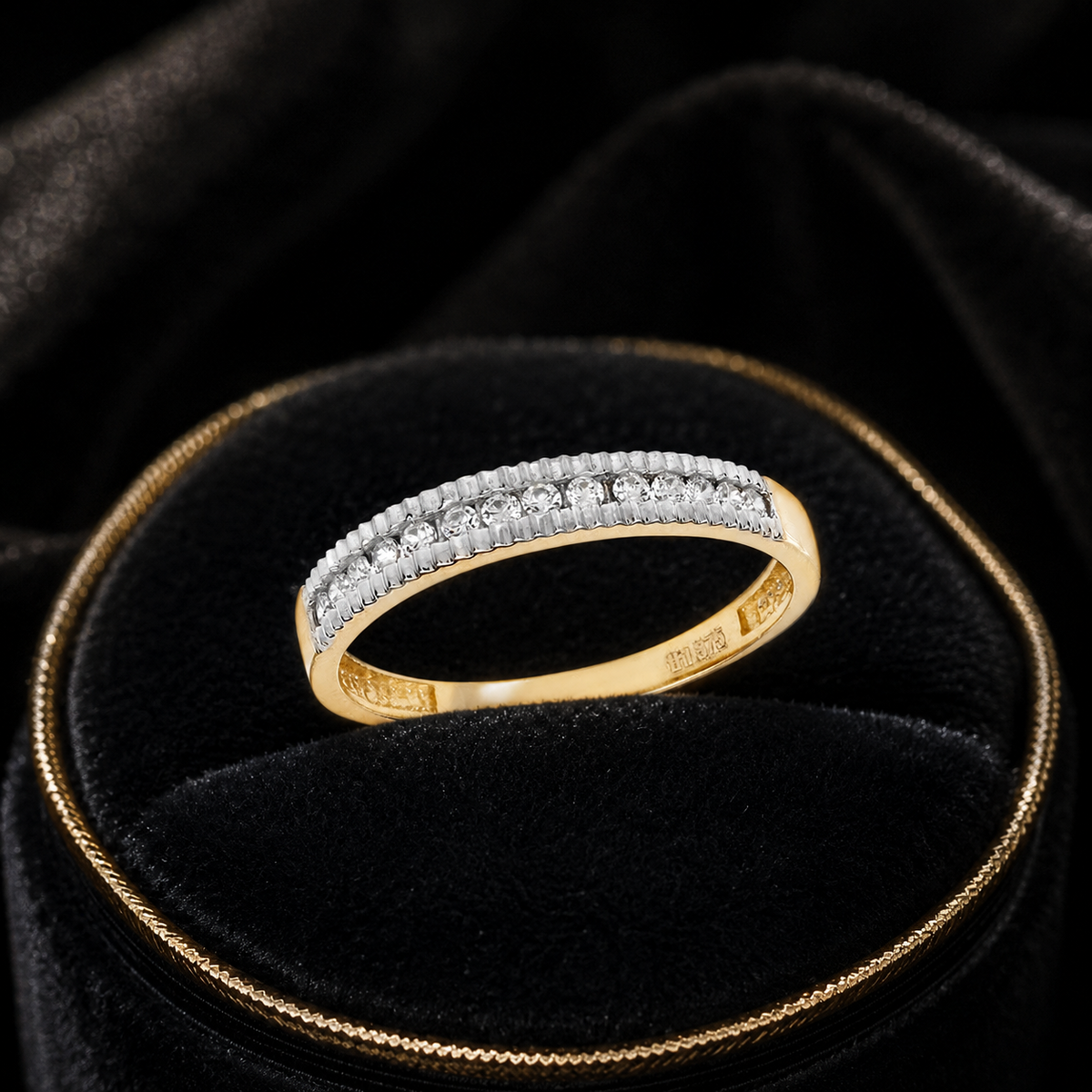 Channel Set Band Ring 9ct Yellow Gold 375 Hallmark Sizes J - S British Made
