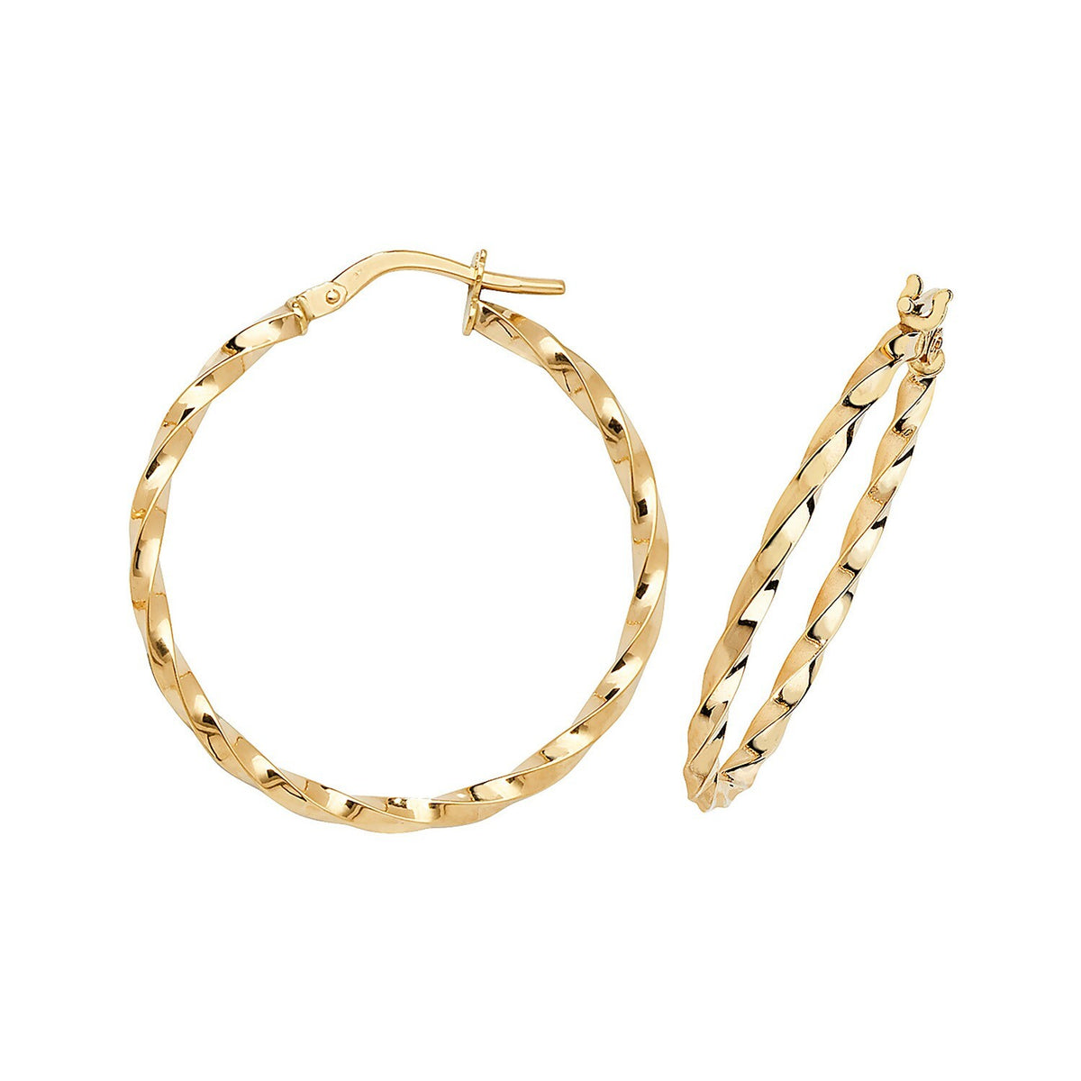 9ct Yellow Gold Twist Hoop Earrings 375 Hallmarked 8mm - 50mm Diameter