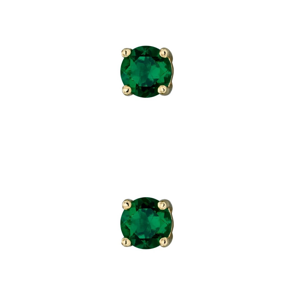 Natural Emerald May Stud Earrings 9ct Yellow Gold 375 Hallmark British Made