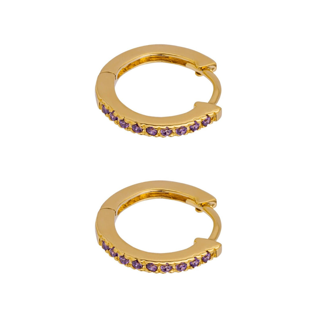 Amethyst Hoop Earrings 9ct Yellow Gold Plated Hallmarked Brand New Boxed