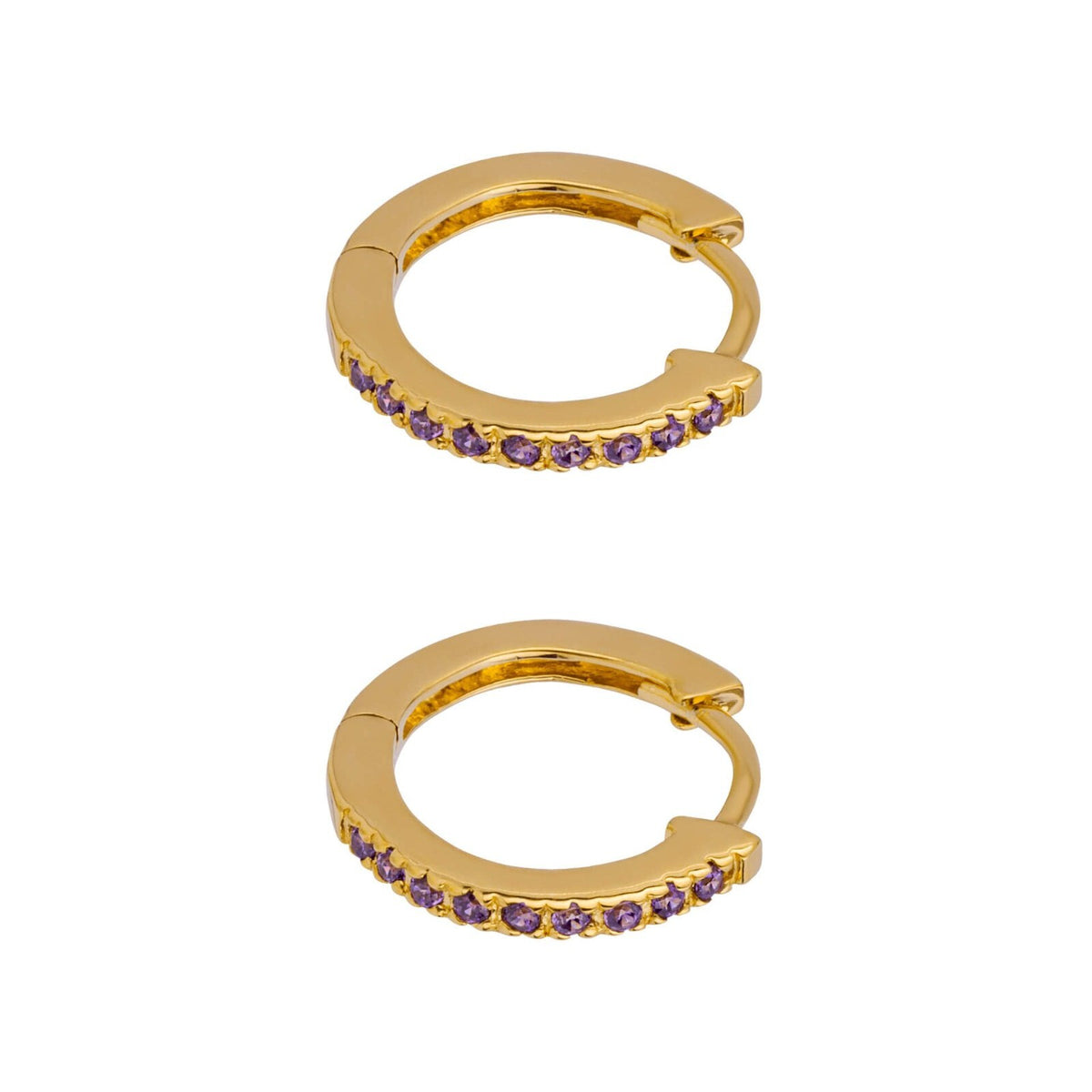 Amethyst Hoop Earrings 9ct Yellow Gold Plated Hallmarked Brand New Boxed