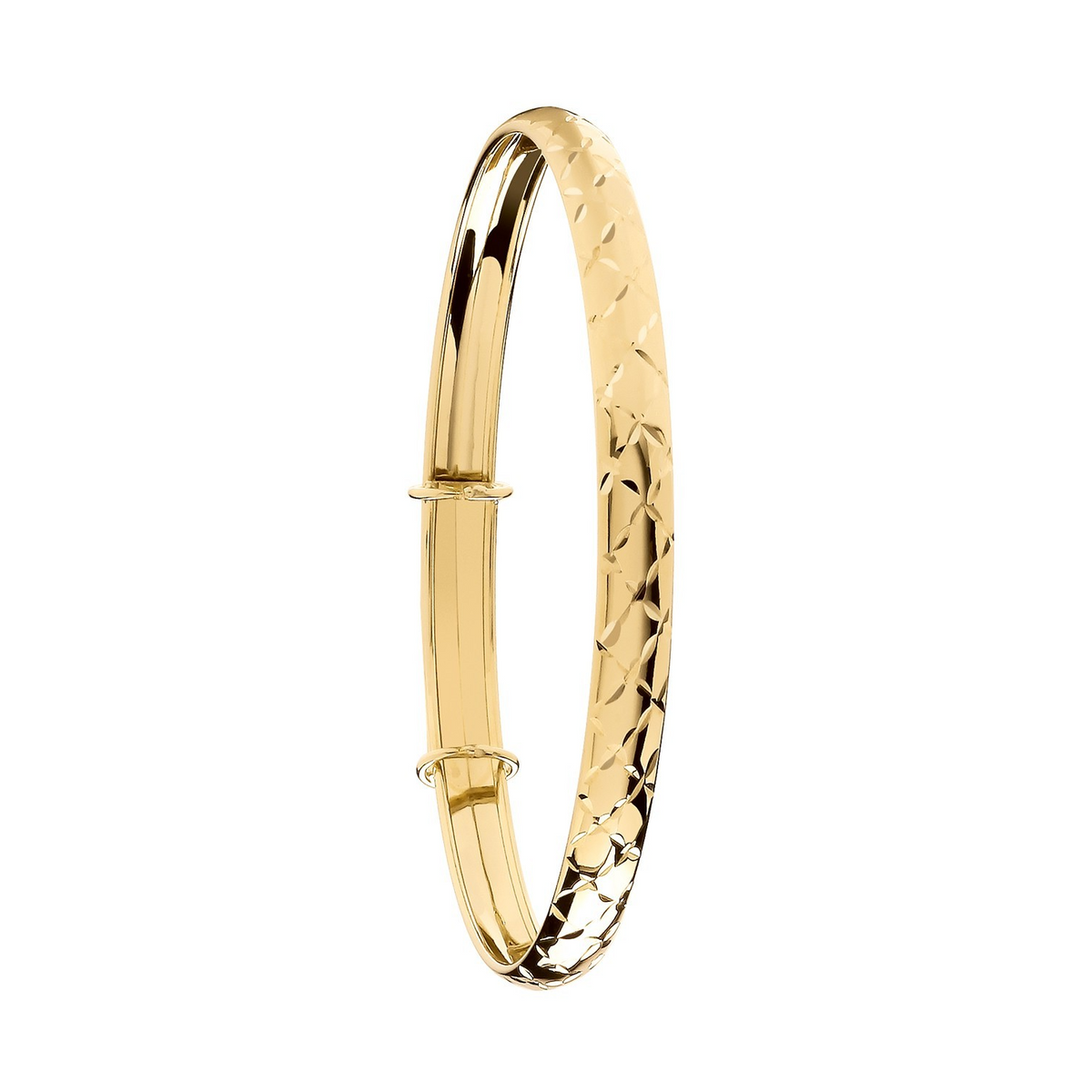9ct Yellow Gold DC Expandable Bangle 375 Hallmarked British Made Brand New