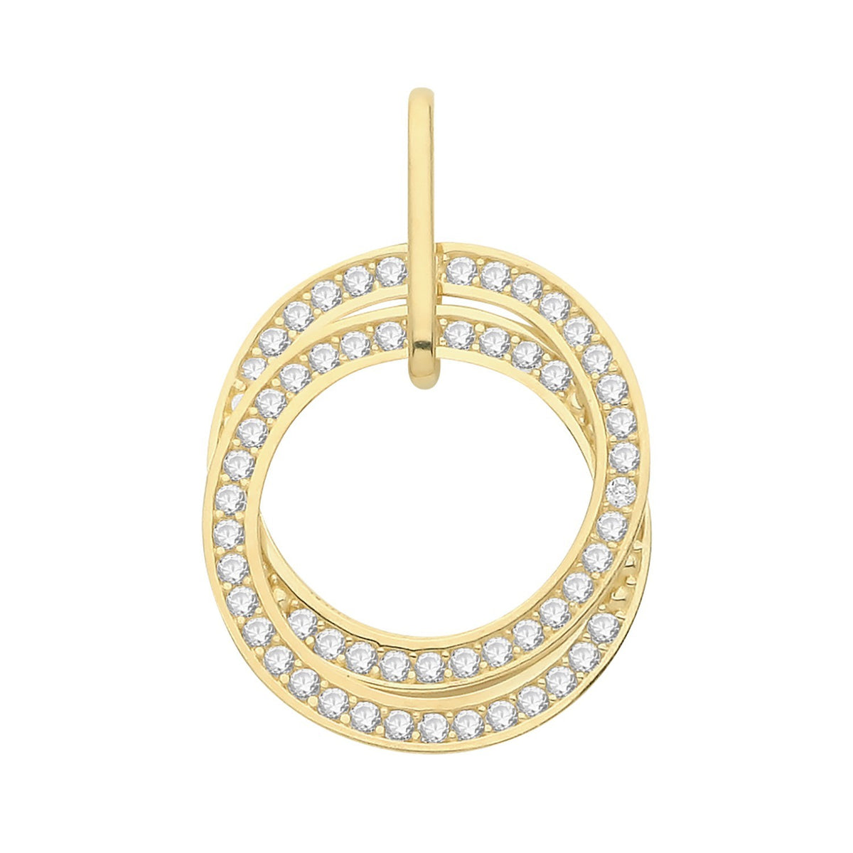 Eternity Pave Circle 9ct Yellow Gold Pendant 375 Hallmarked All Chain Lengths