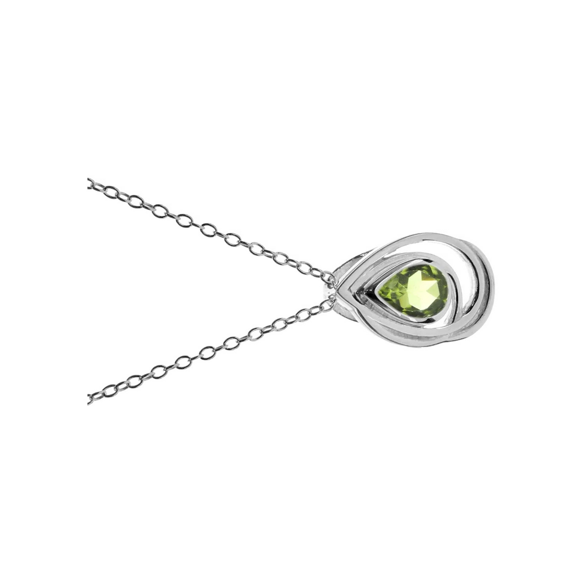 Teardrop Peridot Wrap Necklace Solid Sterling Silver 925 Hallmarked British Made