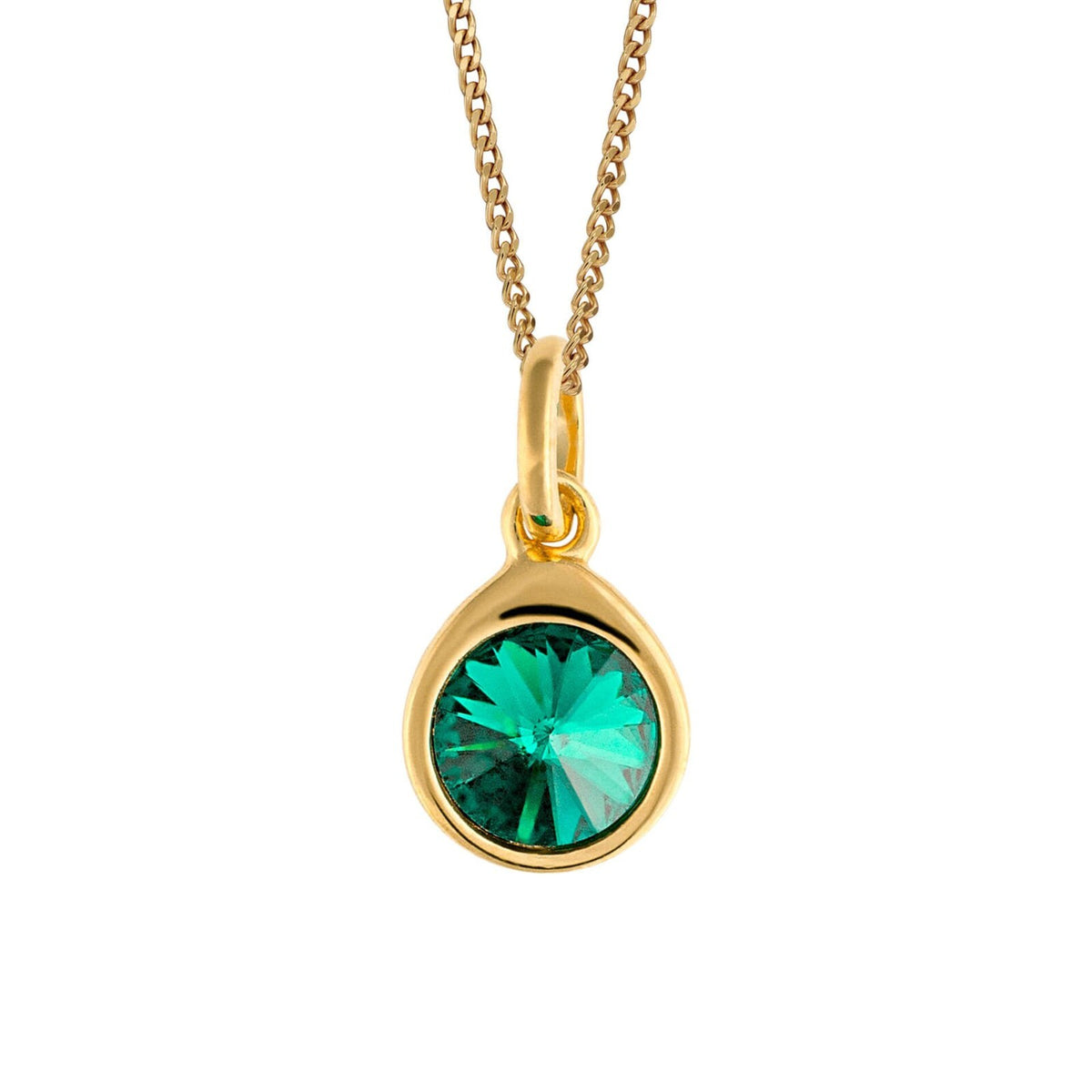 Emerald Teardrop Pendant 9ct Yellow Gold Plated Hallmarked All Chain Lengths