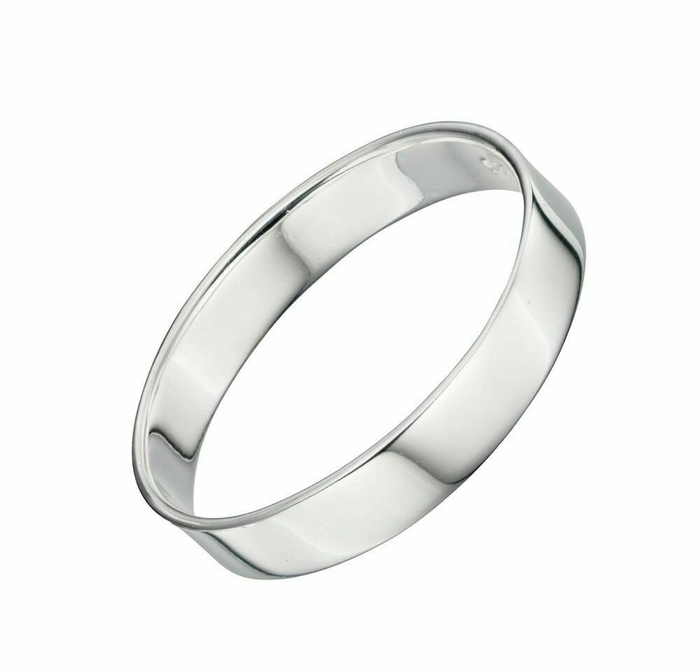 Sterling Silver Square Cut Band Ring 925 Hallmarked Size K - V British Made