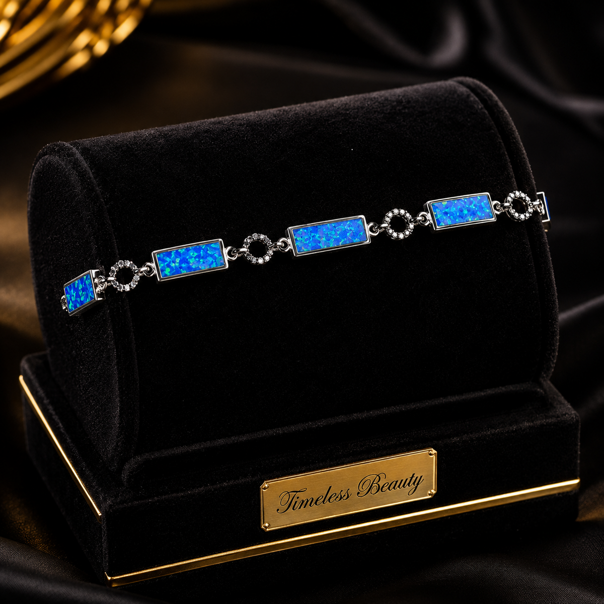 Rectangular Blue Opal Bracelet Sterling Silver 925 Hallmarked Brand New Boxed