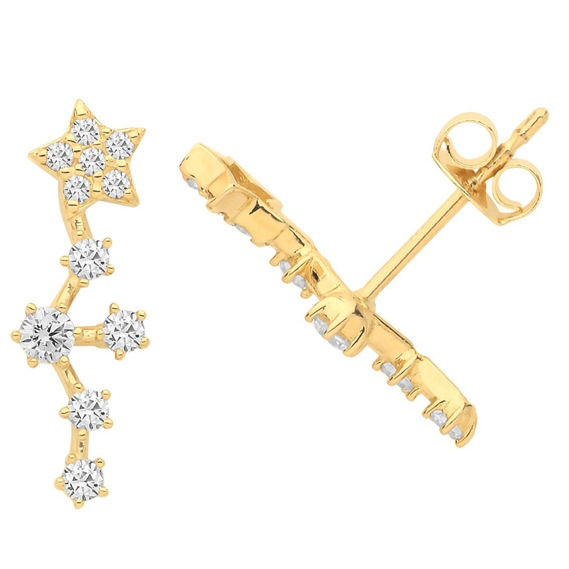 Scatter Star Stud Earrings 9ct Yellow Gold 375 Hallmarked Brand New Boxed