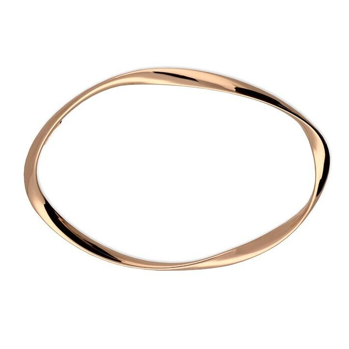 18ct Rose Gold Crossover Bangle On Sterling Silver British Made Hallmarked