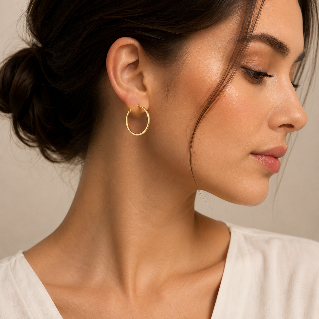 9ct Yellow Gold Sleeper Hoop Earrings 375 Hallmarked 8mm - 14mm Diameter