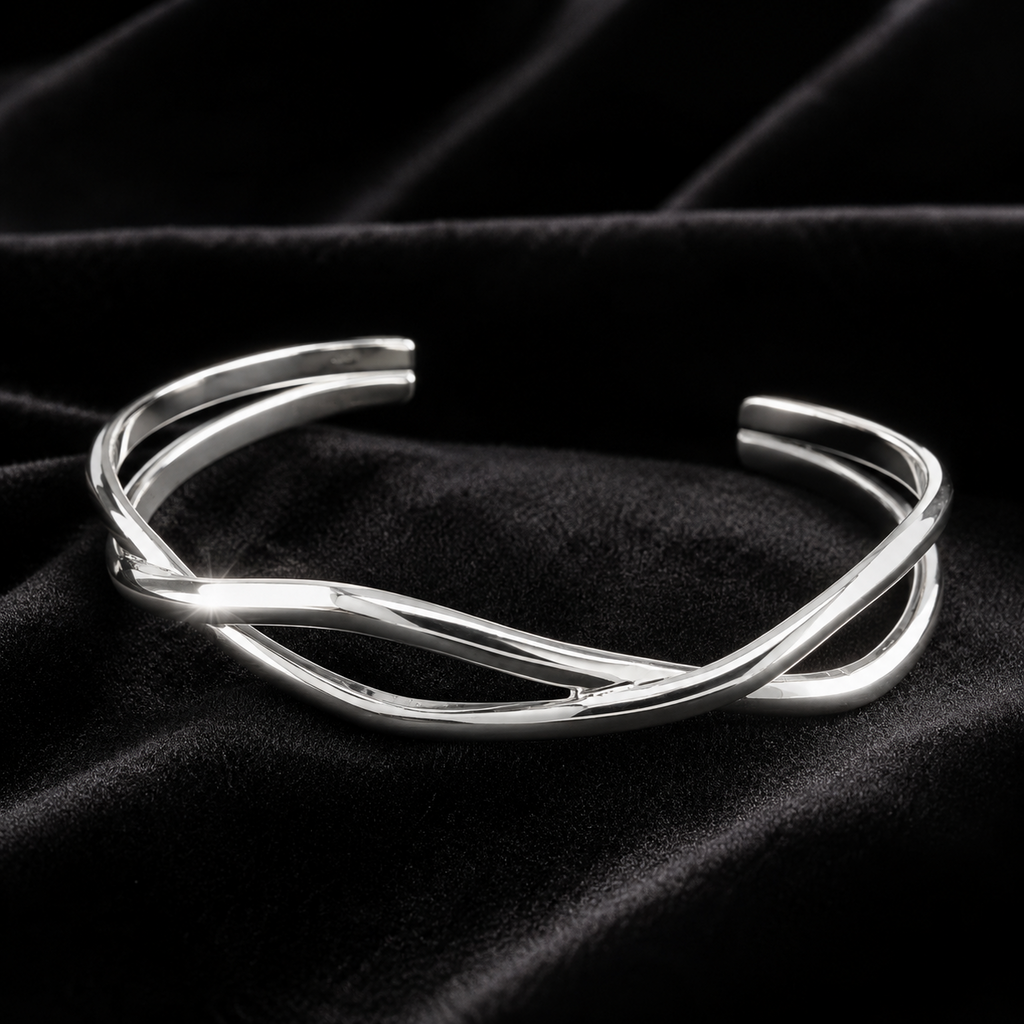 Interwoven Solid Bangle Sterling Silver 925 Hallmarked British Made Brand New