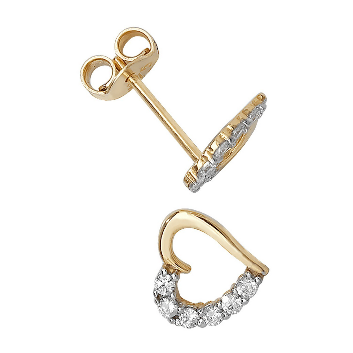 6 Stone Prong Set Heart Stud Earrings 9ct Yellow Gold 375 Hallmarked Brand New