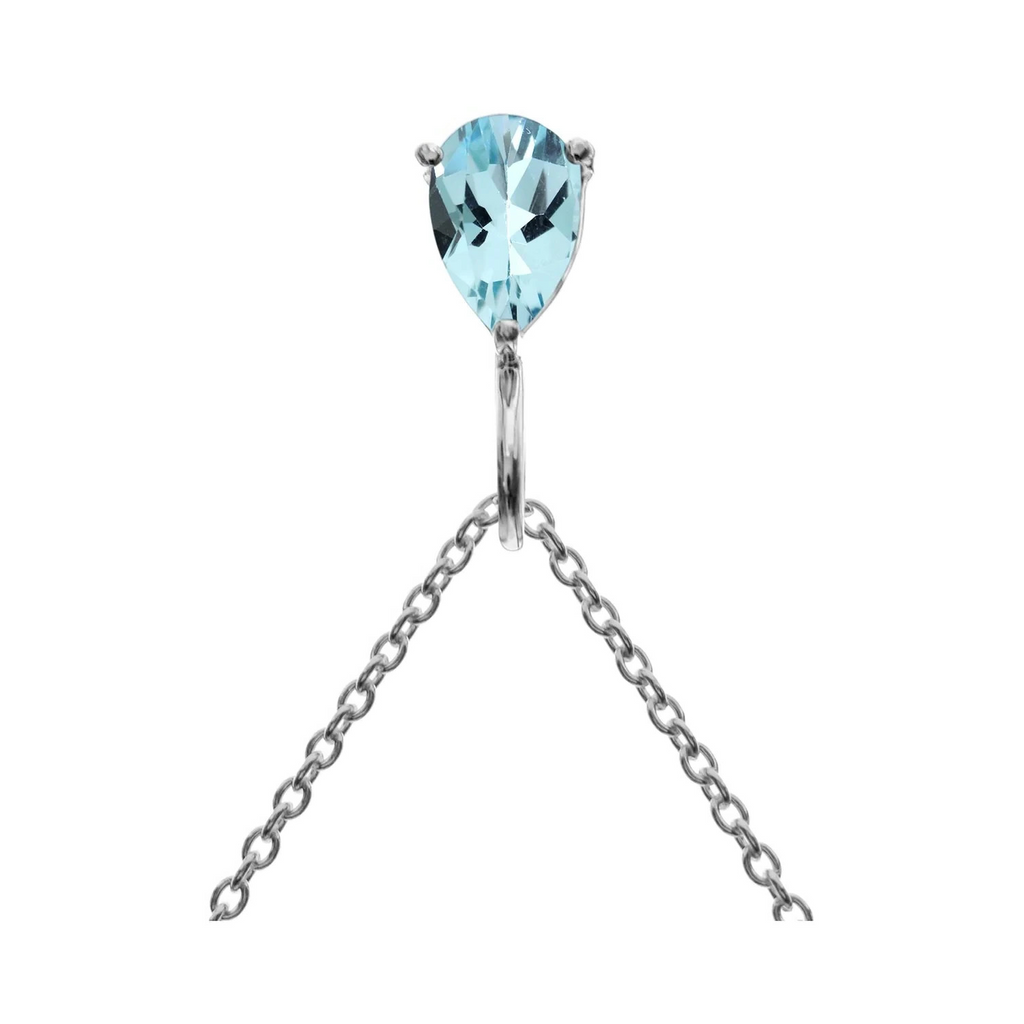 Teardrop Blue Topaz Necklace Solid Sterling Silver 925 Hallmarked British Made