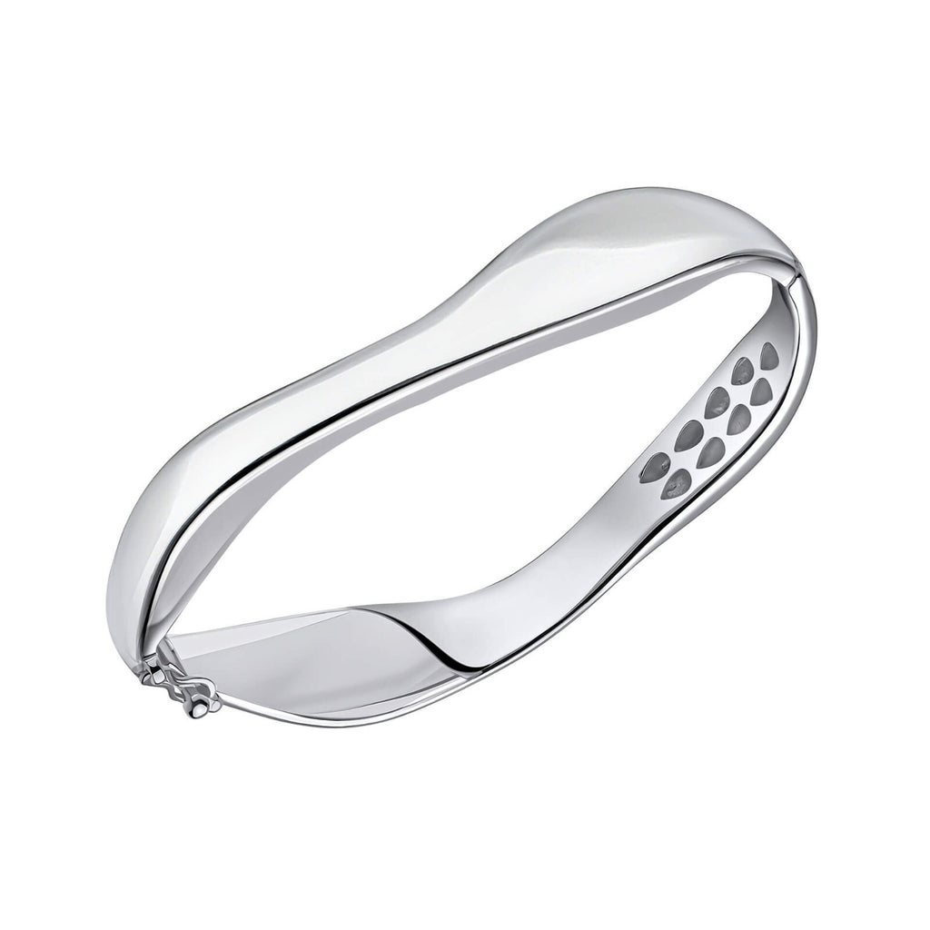 Waved Hinged Bangle Sterling Silver 925 Hallmarked British Made Brand New Boxed