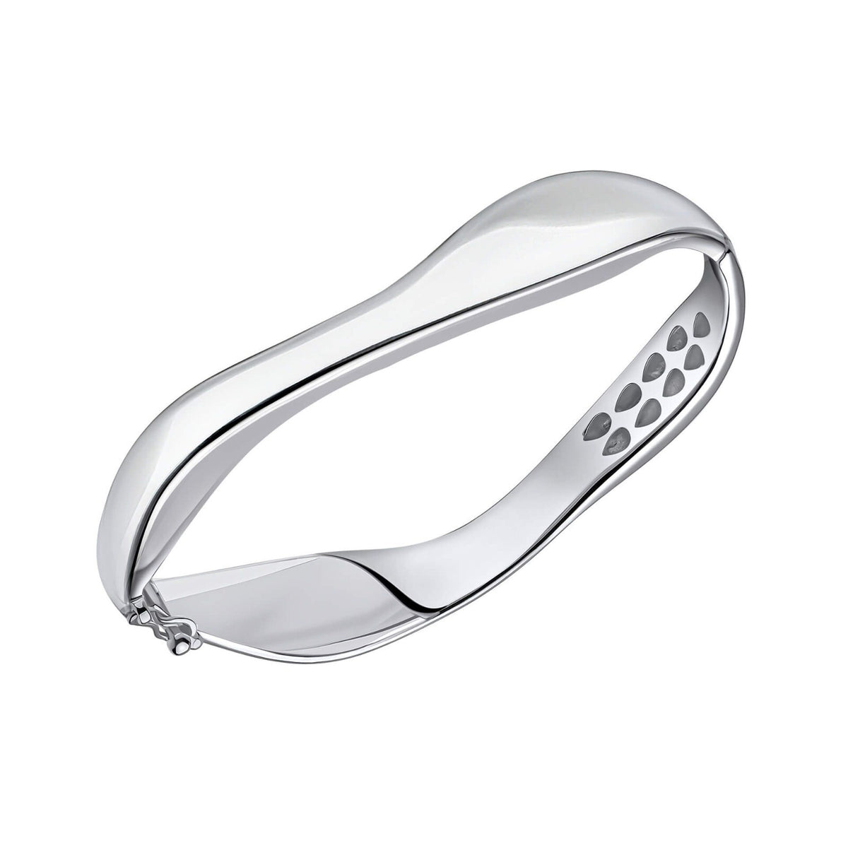 Waved Hinged Bangle Sterling Silver 925 Hallmarked British Made Brand New Boxed