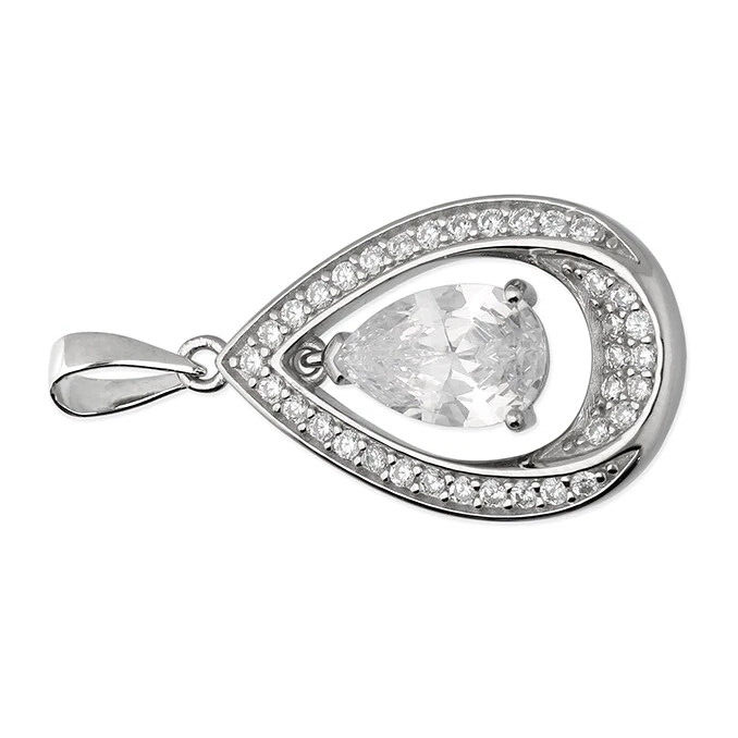 Halo Teardrop Pendant Sterling Silver 925 Hallmarked All Chain Lengths Brand New
