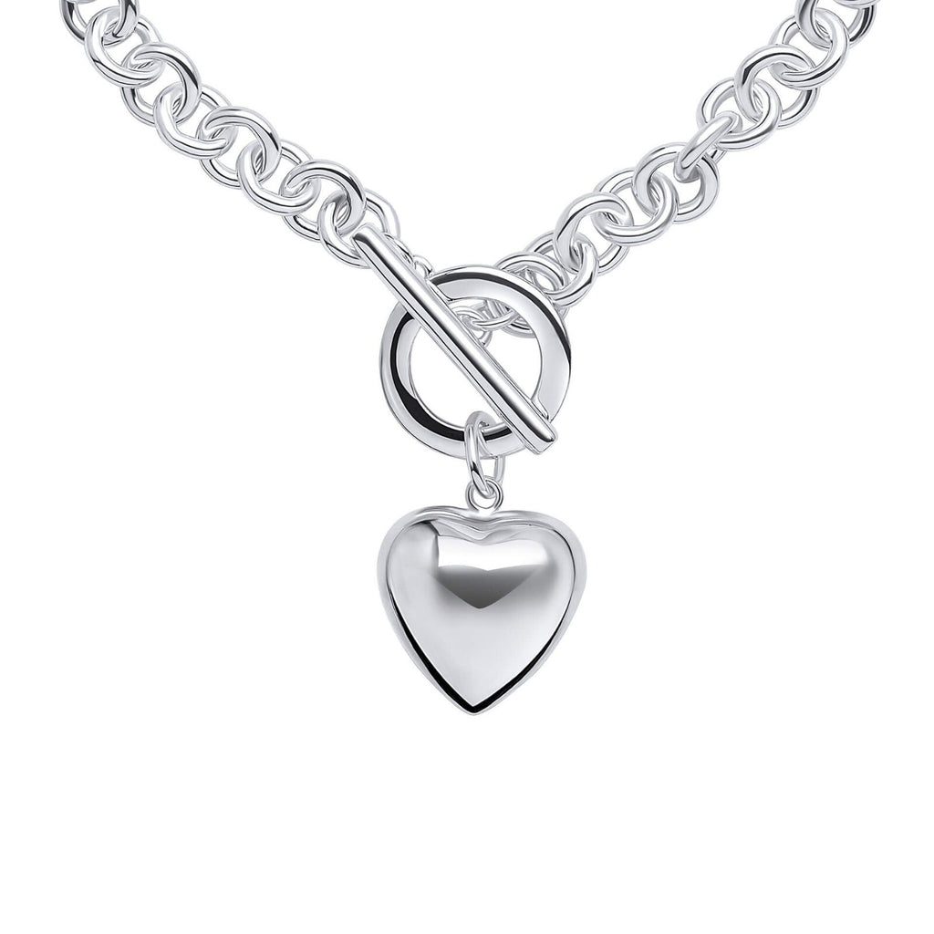 Puffy Heart T Bar Bracelet Sterling Silver 925 Hallmarked Brand New Boxed