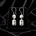 Hammered Double Drop Earrings Sterling Silver 925 Hallmarked British Made