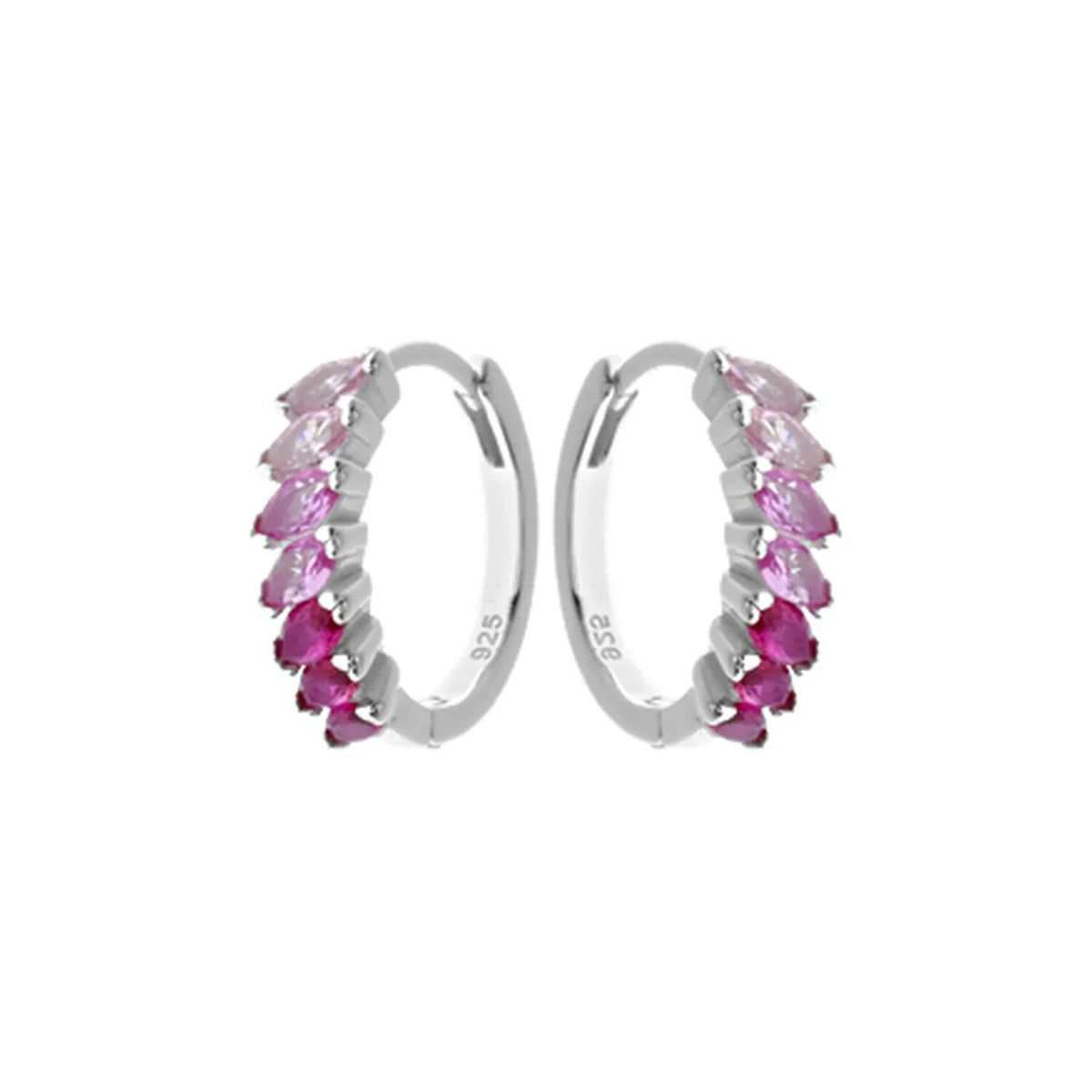 Marquise Pink Topaz Hoop Earrings Sterling Silver 925 Hallmarked Brand New Boxed