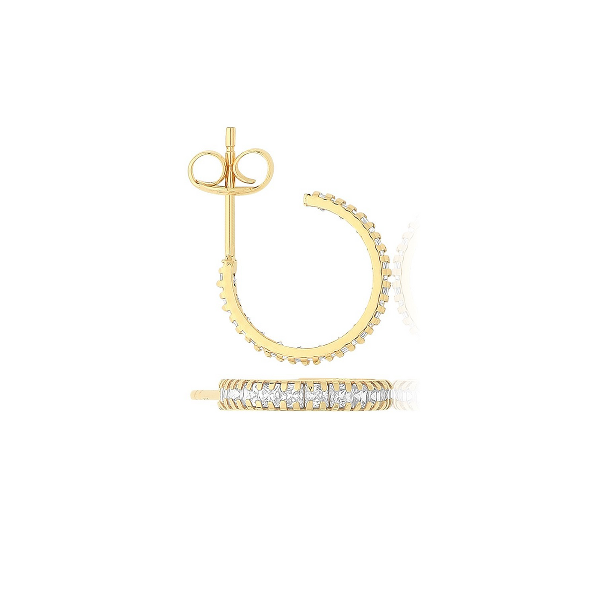 Channel Set Half Hoop Earrings 9ct Yellow Gold 375 Hallmarked Brand New Boxed