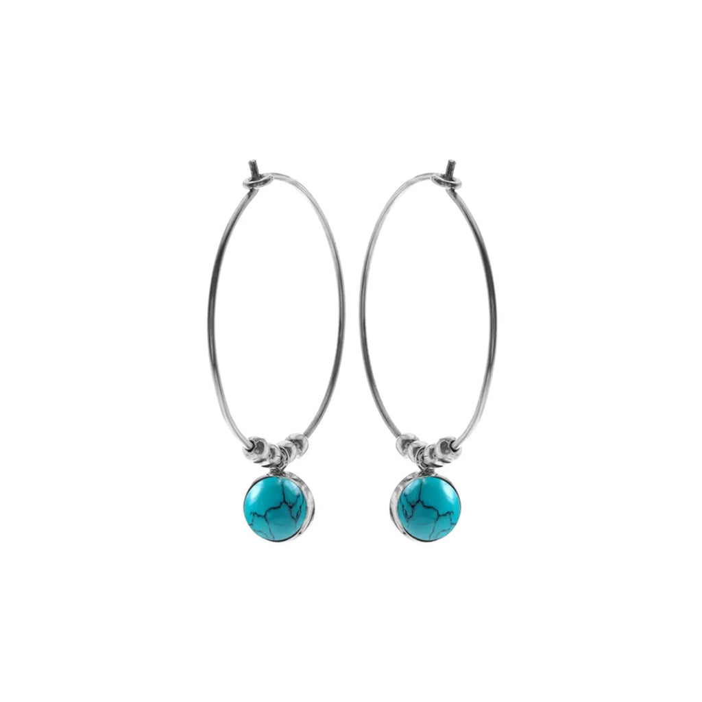 Ivy Turquoise Hoop Earrings Sterling Silver 925 Hallmarked Brand New Boxed