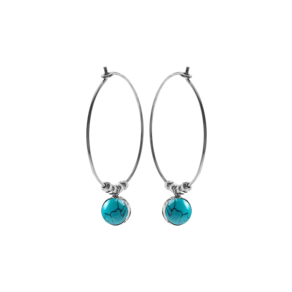 Ivy Turquoise Hoop Earrings Sterling Silver 925 Hallmarked Brand New Boxed