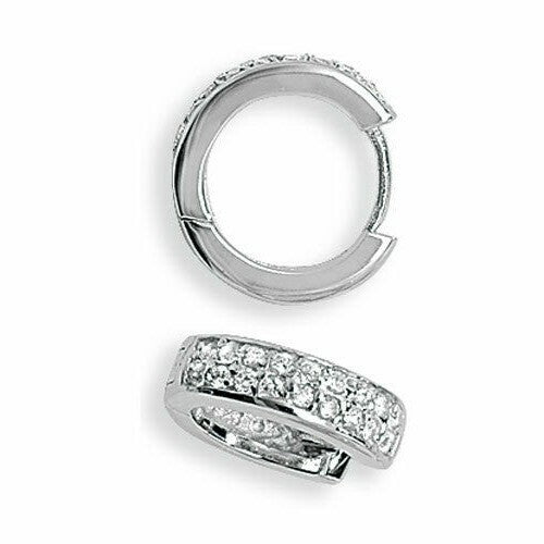 Mens Huggie Hoop Earring Cubic Zirconia Solid Sterling Silver Gents Hallmarked