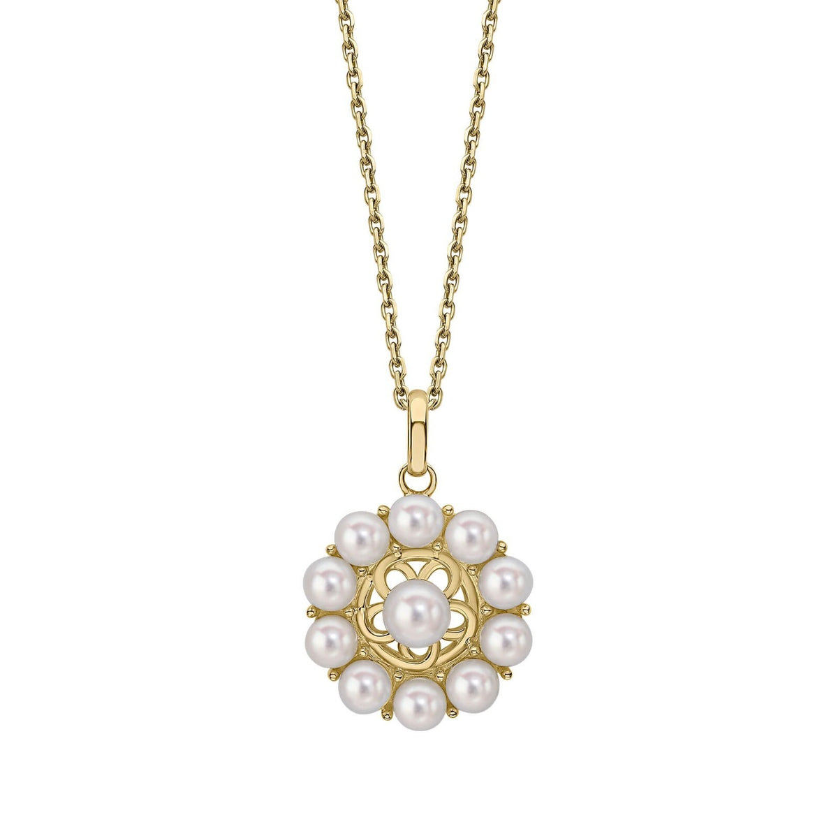 Floral Pearl Pendant 9ct Yellow Gold 375 Hallmarked Brand New Boxed