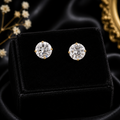 2 Carat Solitaire Stud Earrings 9ct Yellow Gold 375 Hallmarked Brand New Boxed