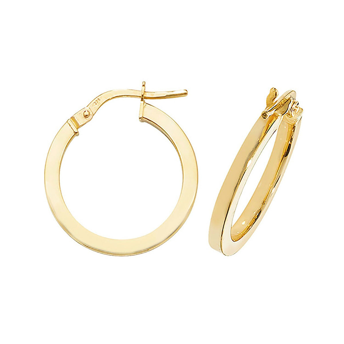 9ct Yellow Gold Hoop Earrings 375 Hallmarked 8mm - 50mm Diameter British Made