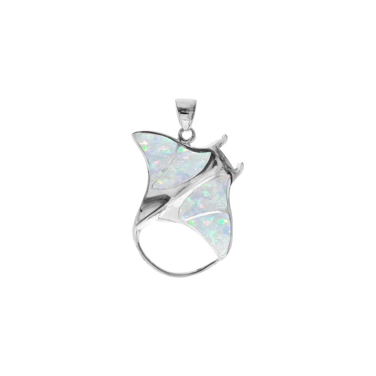 White Opal Manta Ray Pendant Sterling Silver 925 Hallmarked All Chain Lengths