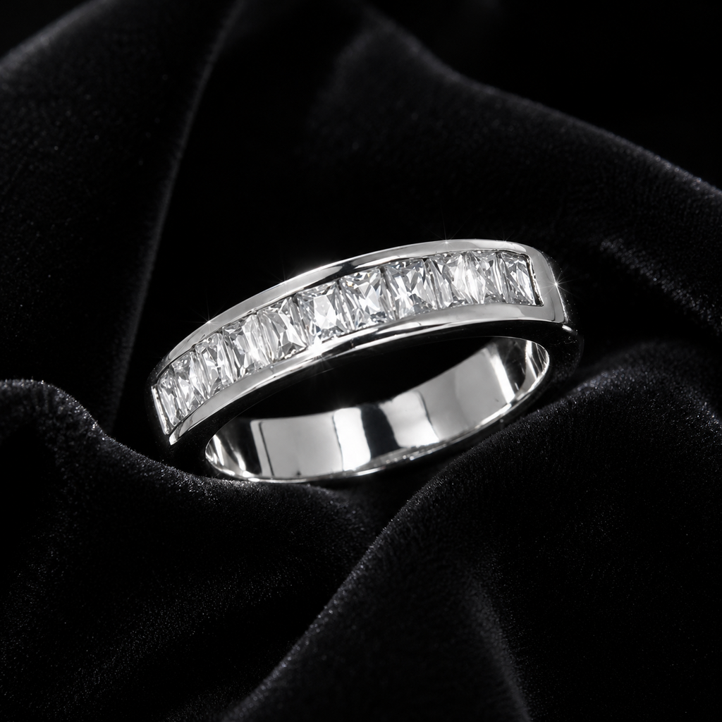 Sterling Silver Eternity Baguette Ring Anniversary 925 Hallmarked Size L - T