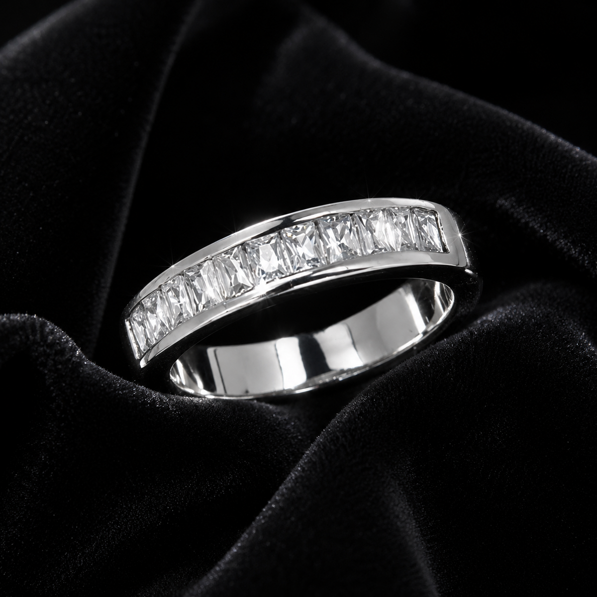 Sterling Silver Eternity Baguette Ring Anniversary 925 Hallmarked Size L - T