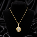 Oval Moonstone & Topaz Pendant 9ct Yellow Gold 375 Hallmarked British Made