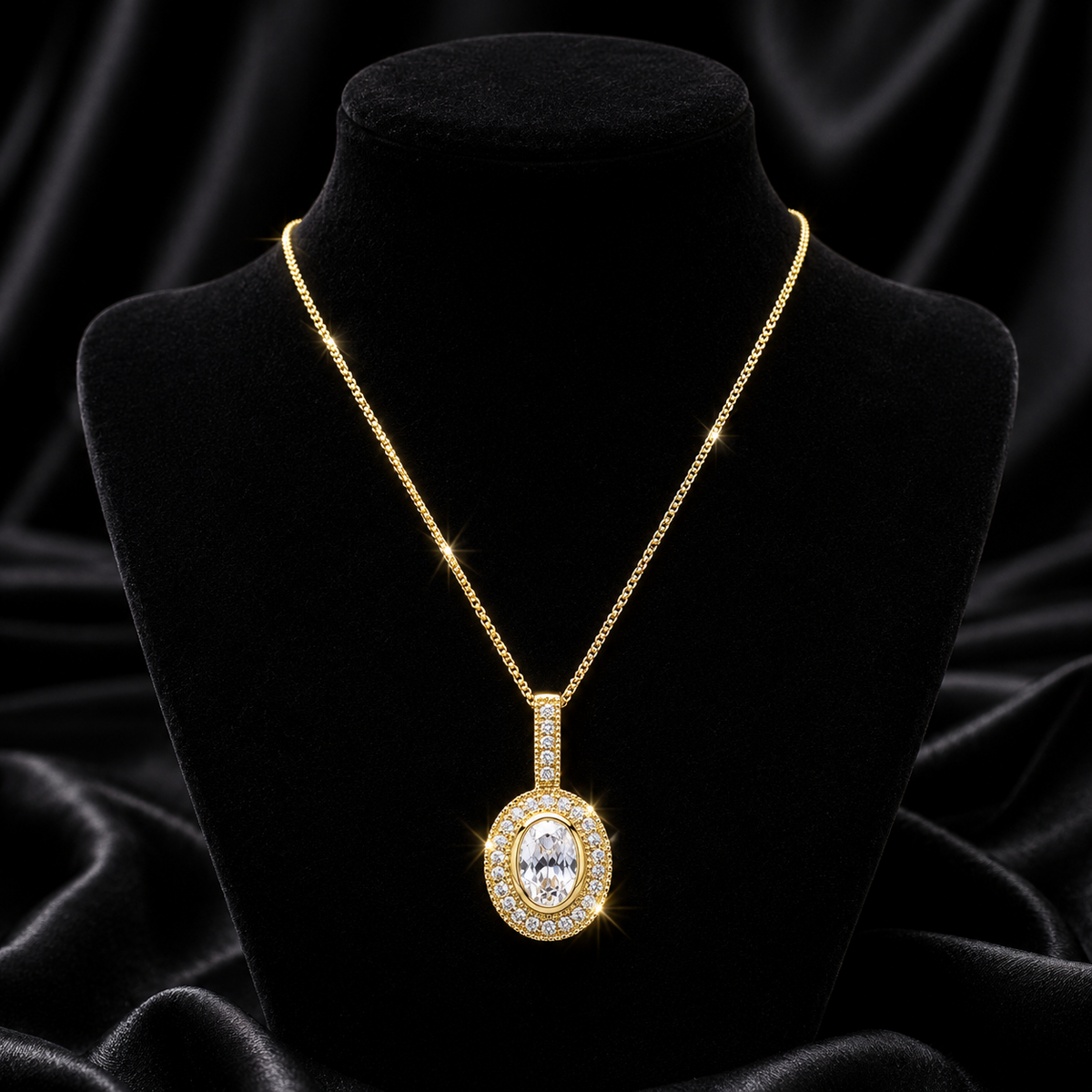 Oval Moonstone & Topaz Pendant 9ct Yellow Gold 375 Hallmarked British Made