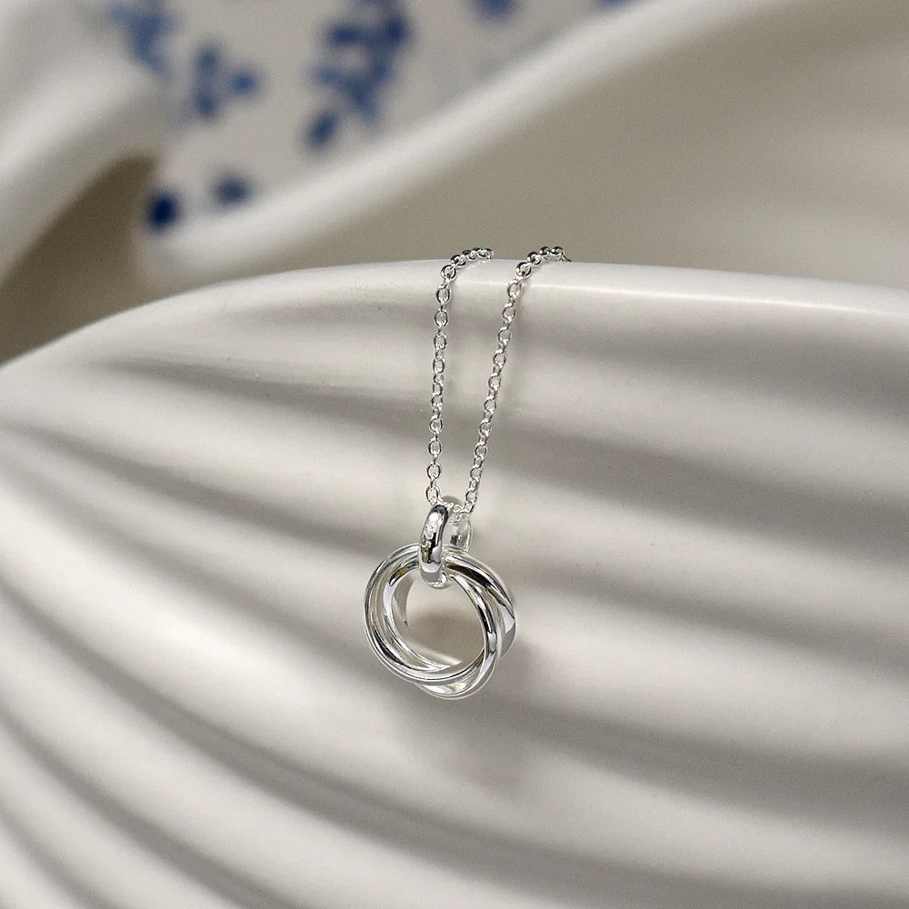Interinked Ring Necklace Solid Sterling Silver 925 Hallmarked British Made