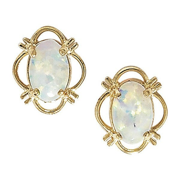Oval Opal Earrings 9ct Yellow Gold Hallmarked Brand New Boxed British Made