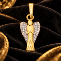 Pave Guardian Angel 9ct 2 Tone Gold Pendant 375 Hallmarked All Chain Lengths