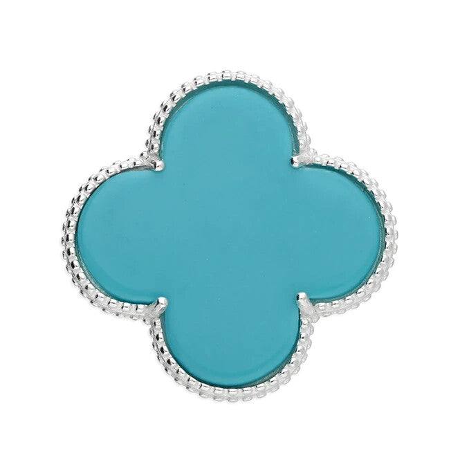 Turquoise Quatrefoil Pendant Sterling Silver 925 Hallmarked All Chain Lengths