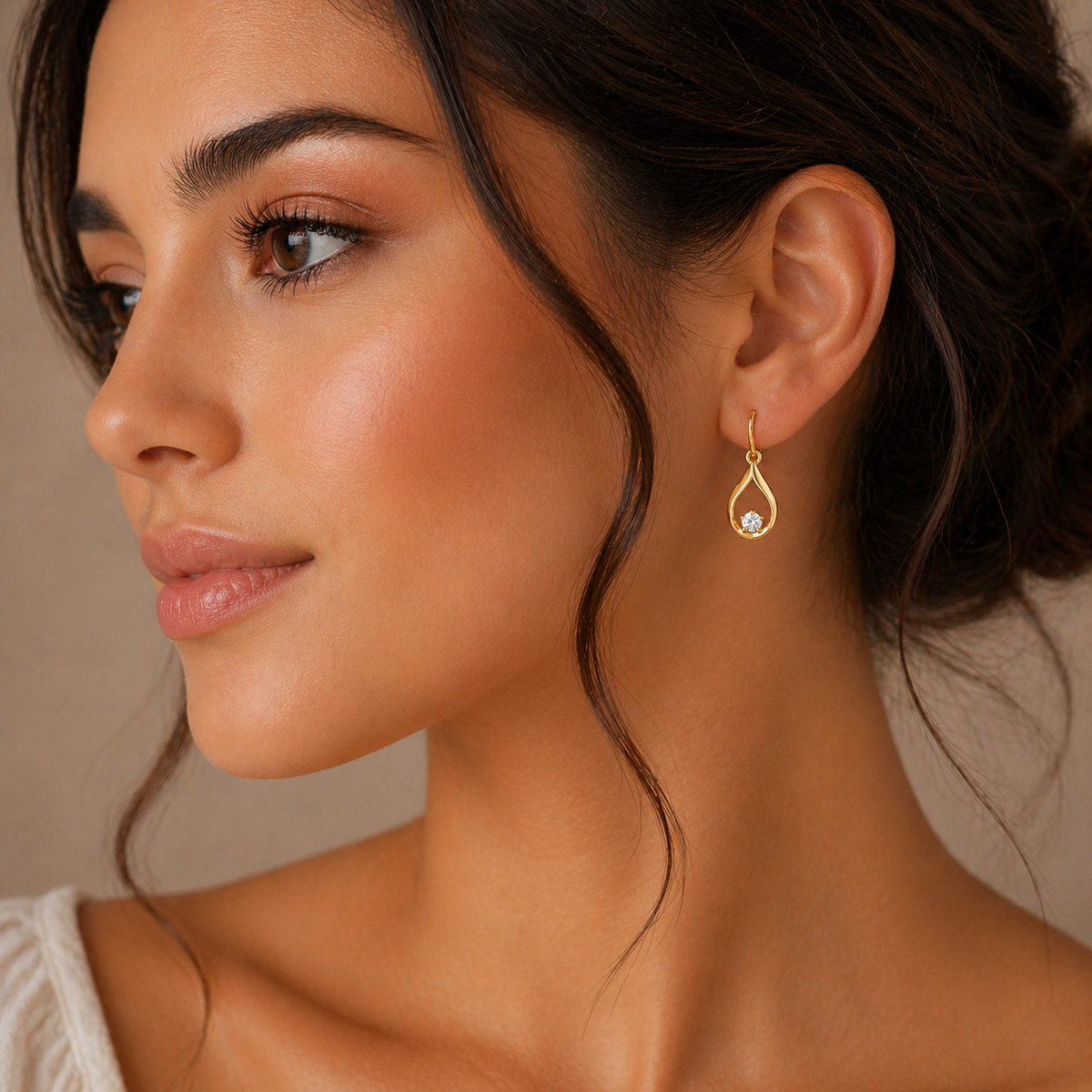 Solitaire Hook Drop Earrings 9ct Yellow Gold 375 Hallmarked Brand New Boxed