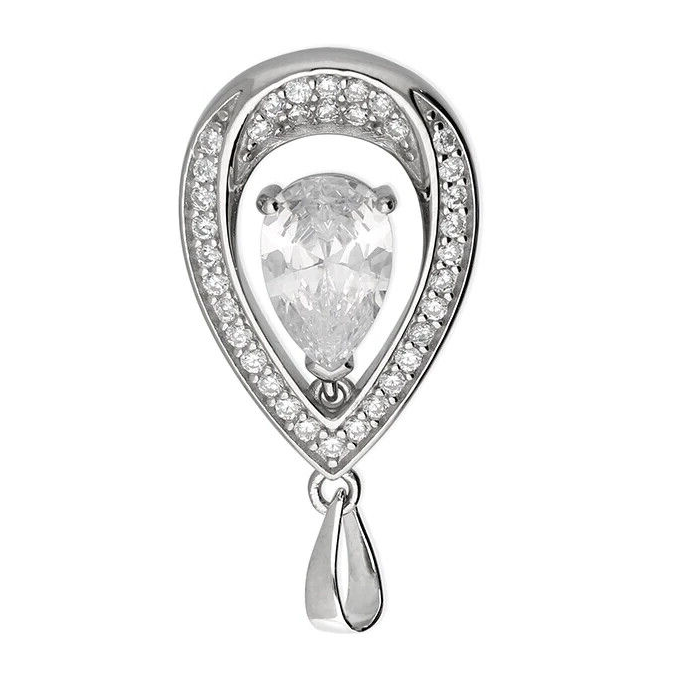 Halo Teardrop Pendant Sterling Silver 925 Hallmarked All Chain Lengths Brand New