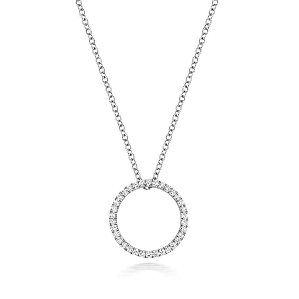 34 Natural Diamond Circle Necklace 18ct White Gold Hallmarked British Made