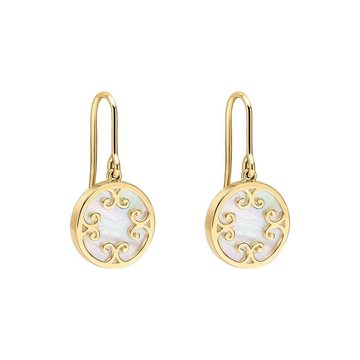 Mother Of Pearl Drop Pendant & Earrings Set 9ct Yellow Gold 375 Hallmarked