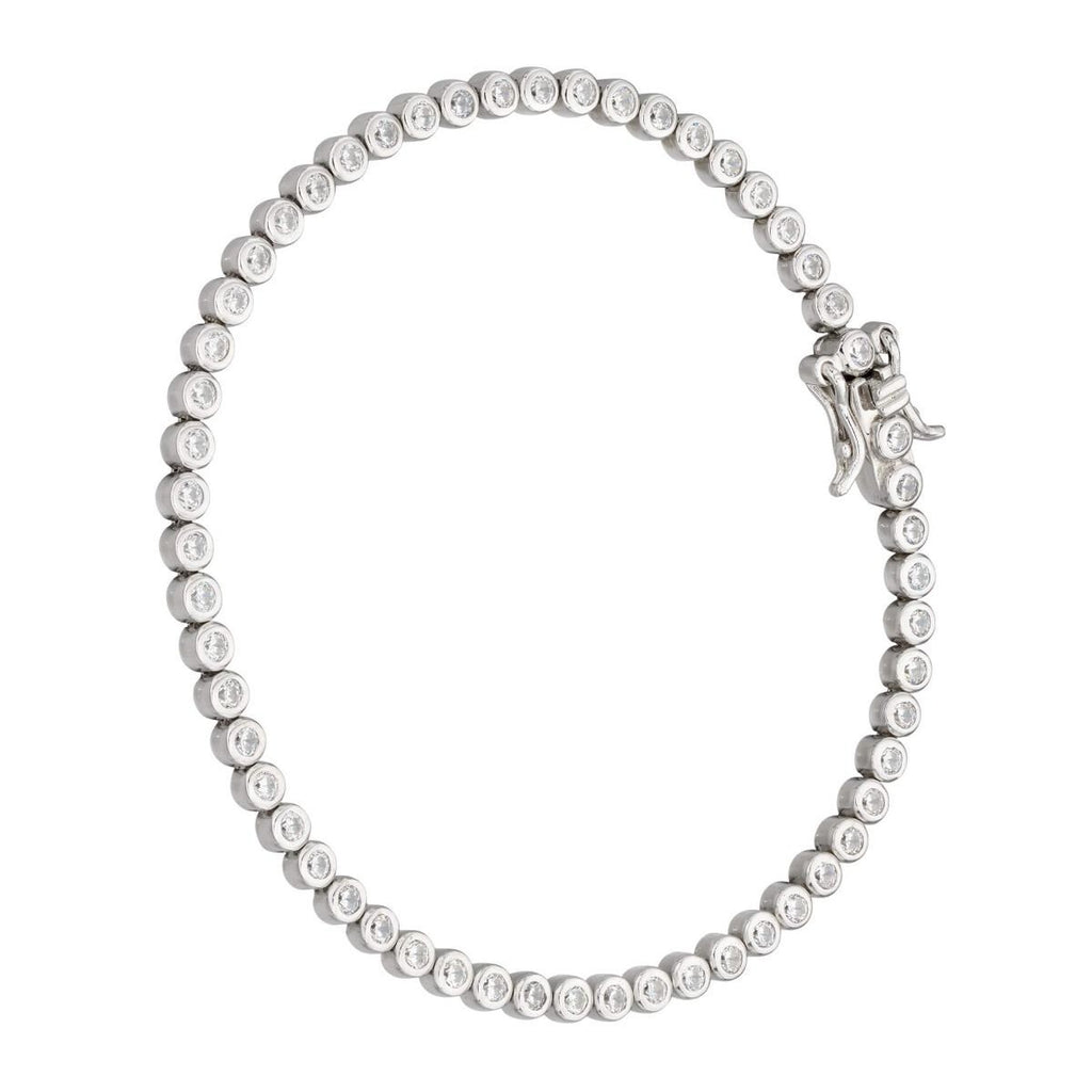 Bezel Set 59 Zircon Bracelet Sterling Silver 925 Hallmarked Brand New Boxed