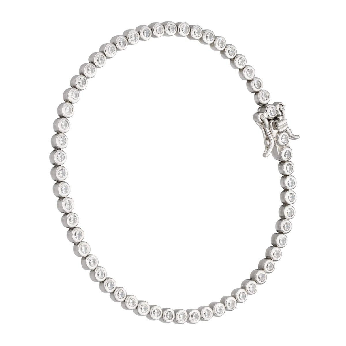 Bezel Set 59 Zircon Bracelet Sterling Silver 925 Hallmarked Brand New Boxed
