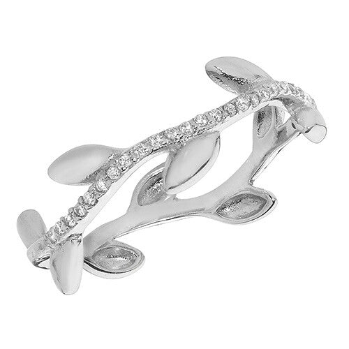 Sterling Silver Leaf Vine Ring Anniversary Gemstone 925 Hallmarked Size J - T
