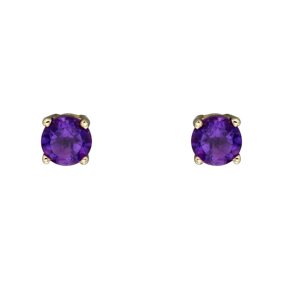 Natural Amethyst February Stud Earrings 9ct Yellow Gold Hallmarked British Made